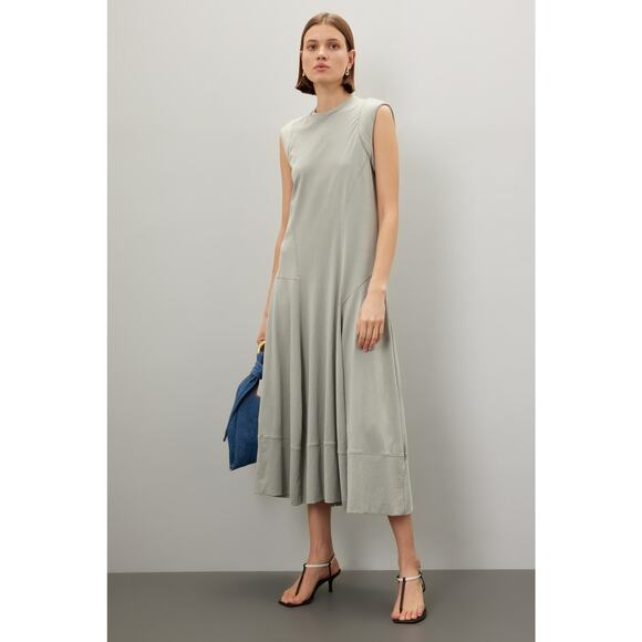 TIBI Grey Cotton Sleeveless Pull On Crewneck T-shirt Midi Dress Size Small - Picture 1 of 13